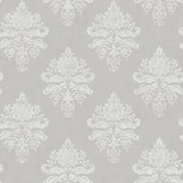 Galerie Wallcoverings Palazzo 2 Medallion Damask Galerie Wallcoverings  Silver Grey   - G68670