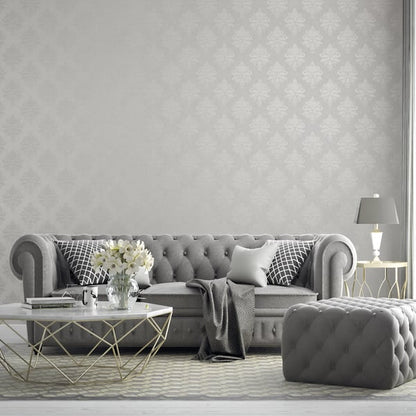Galerie Wallcoverings Palazzo 2 Medallion Damask Galerie Wallcoverings  Silver Grey   - G68670