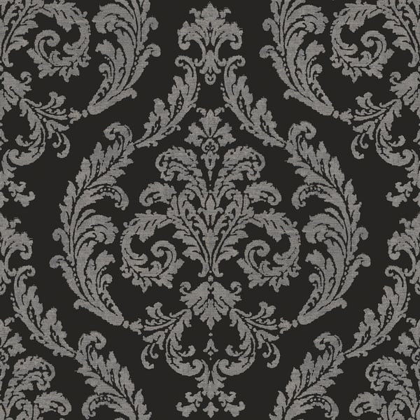 Galerie Wallcoverings Palazzo 2 Silk Damask Galerie Wallcoverings  Black   - G68676