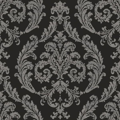 Galerie Wallcoverings Palazzo 2 Silk Damask Galerie Wallcoverings  Black   - G68676