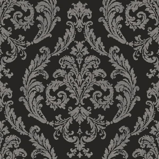 Galerie Wallcoverings Palazzo 2 Silk Damask Galerie Wallcoverings  Black   - G68676