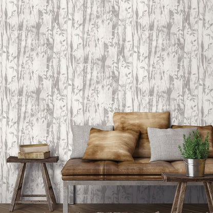 Galerie Wallcoverings Atmosphere BATIK LEAVES Galerie Wallcoverings  Silver Grey   - G78233