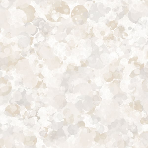 Beige and ivory watercolor circle blot pattern; soft, speckled abstract wallpaper design.
