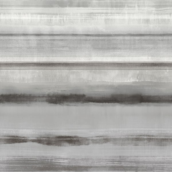 Gray striped wallpaper with layered horizontal brushstrokes and soft textures.