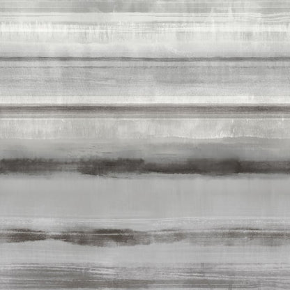 Gray striped wallpaper with layered horizontal brushstrokes and soft textures.