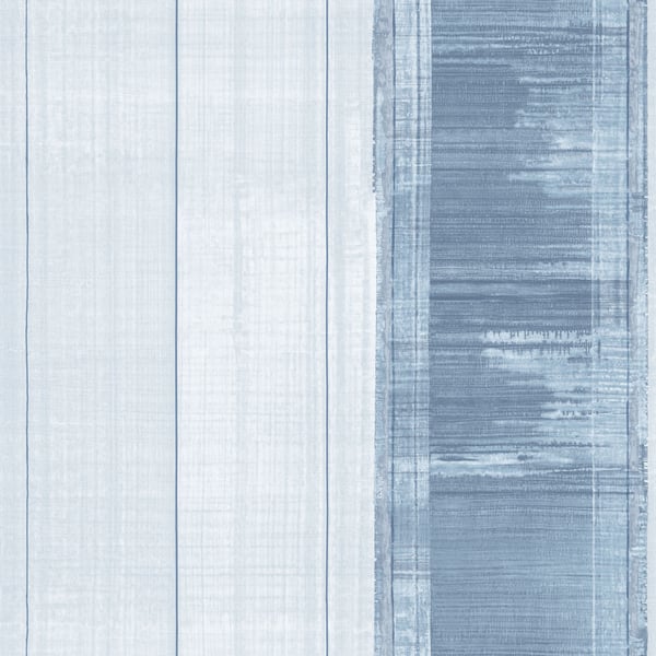 Blue striped wallpaper with alternating light blue and darker blue stripes.