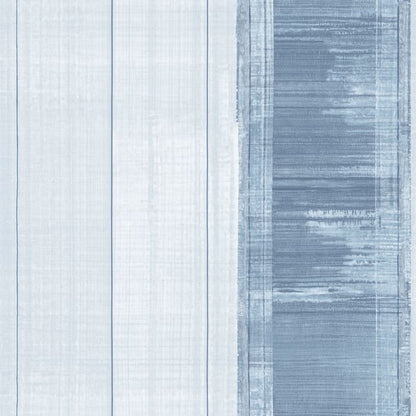 Blue striped wallpaper with alternating light blue and darker blue stripes.