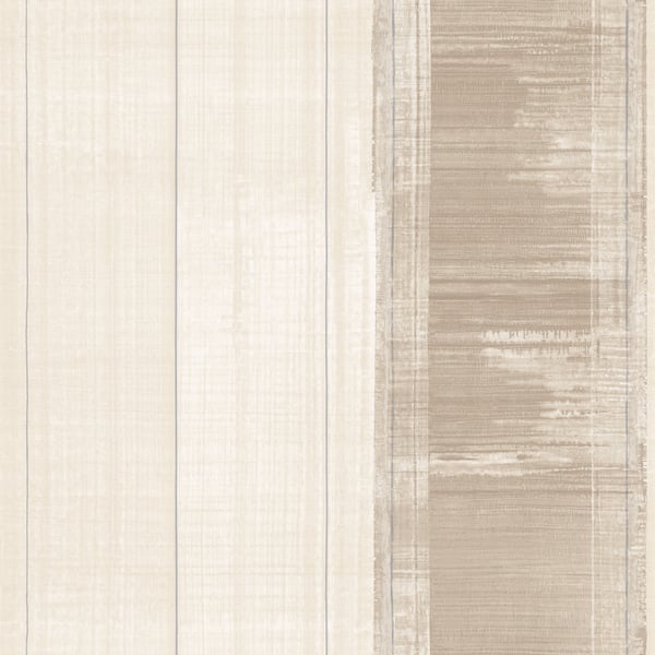 Beige cream wallpaper with vertical ivory panels and a tan distressed stripe, soft modern rustic texture.