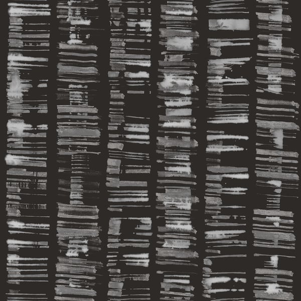 Silver grey Aztec-pattern wallcovering with geometric motifs.