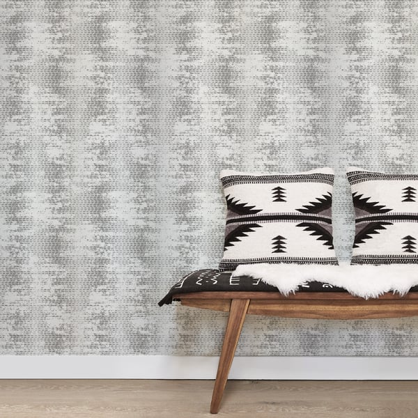 Silver Grey wallpaper with a subtle geometric weave pattern on the wall.