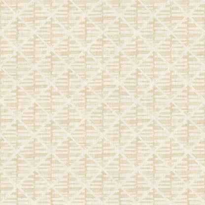 Beige wallpaper with a cream diamond lattice pattern; subtle, neutral wallcovering with a woven texture.