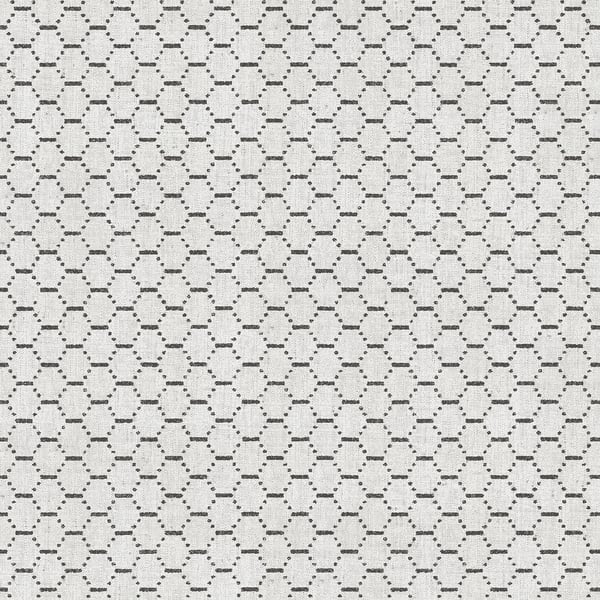 Light gray wallpaper with a repeating dark gray dotted lattice pattern forming hex-like mesh.