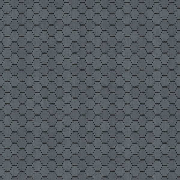 Blue wallpaper with a subtle honeycomb beehive geometric pattern.