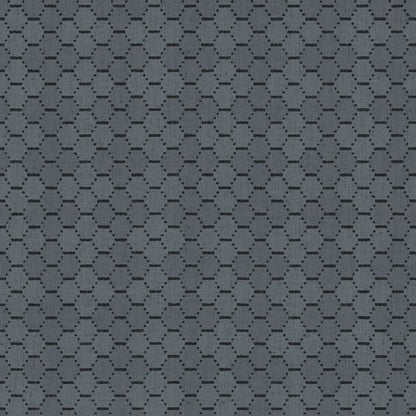 Blue wallpaper with a subtle honeycomb beehive geometric pattern.