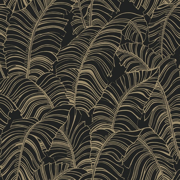Galerie Wallcoverings Bazaar Broadleaf Galerie Wallcoverings  Black   - G78301