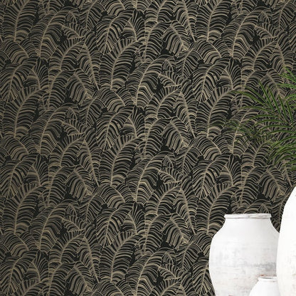 Galerie Wallcoverings Bazaar Broadleaf Galerie Wallcoverings  Black   - G78301
