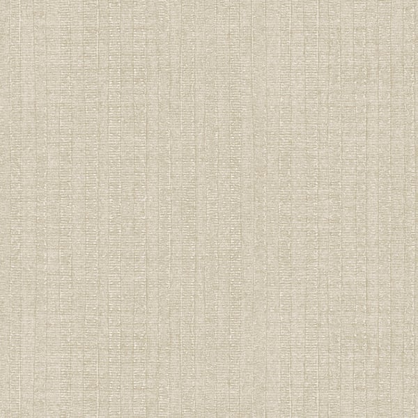 Beige woven fabric texture with subtle vertical stripes, linen-like upholstery or drapery material.