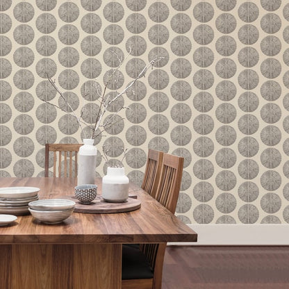 Galerie Bazaar Soleil Beige Wallpaper (G78329) showing a bold geometric pattern in soft beige tones, perfect for modern and stylish interiors.