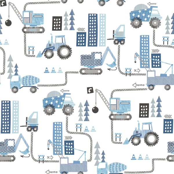 Galerie Wallcoverings Tiny Tots 2 Construction Galerie Wallcoverings  Blue   - G78360
