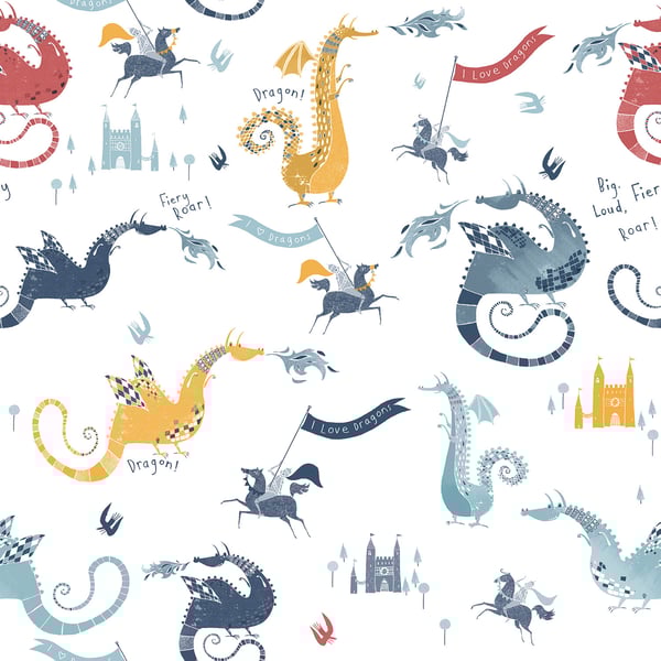 Galerie Wallcoverings Tiny Tots 2 Dragons Galerie Wallcoverings  Multi-coloured, Multi   - G78369
