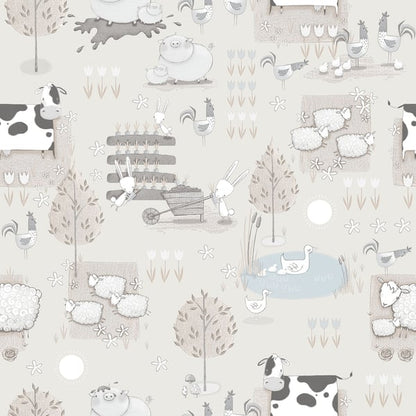Galerie Wallcoverings Tiny Tots 2 Farmland Galerie Wallcoverings  Silver Grey   - G78375