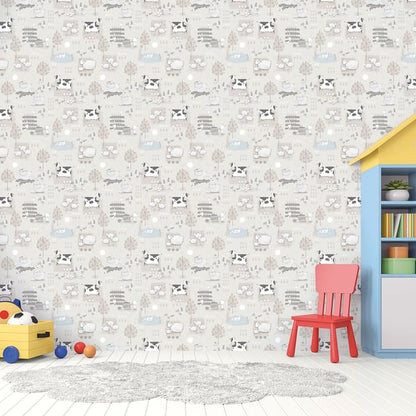 Galerie Wallcoverings Tiny Tots 2 Farmland Galerie Wallcoverings  Silver Grey   - G78375
