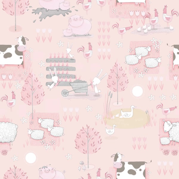 Galerie Wallcoverings Tiny Tots 2 Farmland Galerie Wallcoverings  Pink   - G78376
