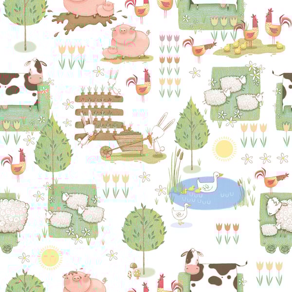 Galerie Wallcoverings Tiny Tots 2 Farmland Galerie Wallcoverings  Multi-coloured, Multi   - G78377