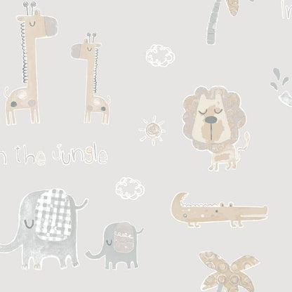 Galerie Wallcoverings Tiny Tots 2 Jungle Friends Galerie Wallcoverings  Silver Grey   - G78379