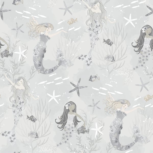 Galerie Wallcoverings Tiny Tots 2 Mermaids Galerie Wallcoverings  Silver Grey   - G78389