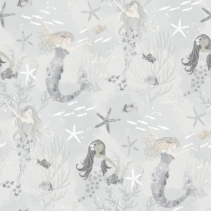 Galerie Wallcoverings Tiny Tots 2 Mermaids Galerie Wallcoverings  Silver Grey   - G78389
