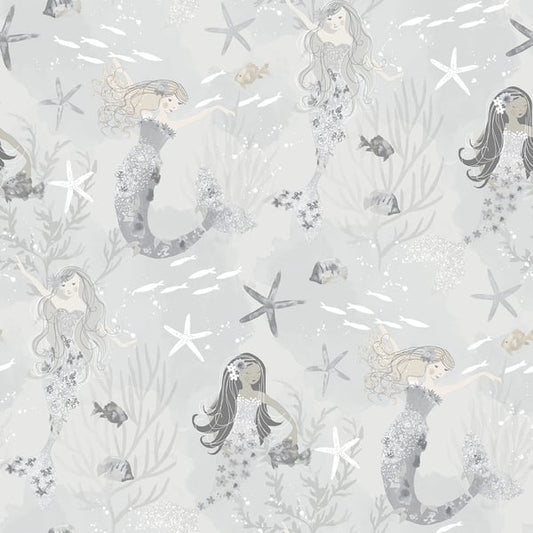 Galerie Wallcoverings Tiny Tots 2 Mermaids Galerie Wallcoverings  Silver Grey   - G78389