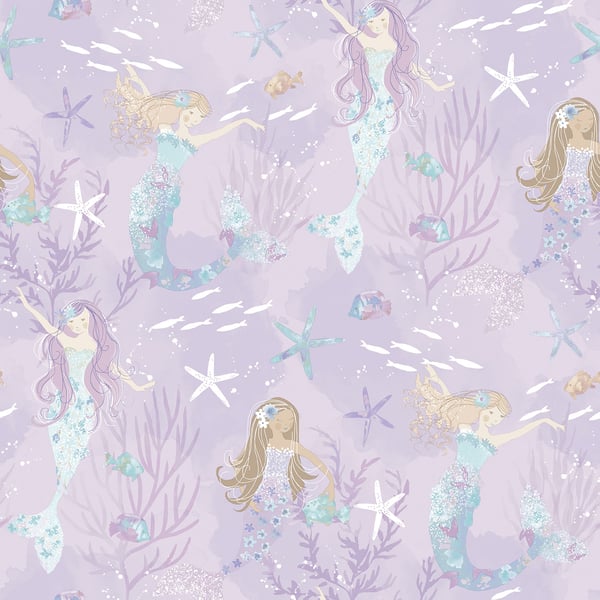 Galerie Wallcoverings Tiny Tots 2 Mermaids Galerie Wallcoverings  Purple, Lilac   - G78391