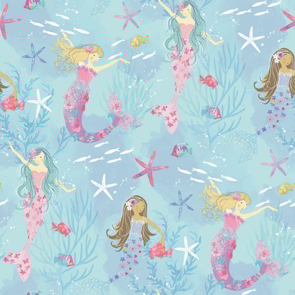 Galerie Wallcoverings Tiny Tots 2 Mermaids Galerie Wallcoverings  Blue   - G78392