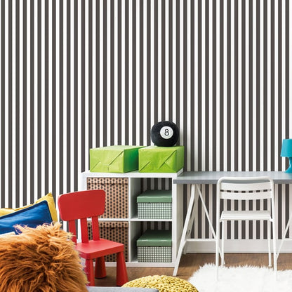 Galerie Wallcoverings Tiny Tots 2 Regency Stripe Galerie Wallcoverings  Black   - G78399