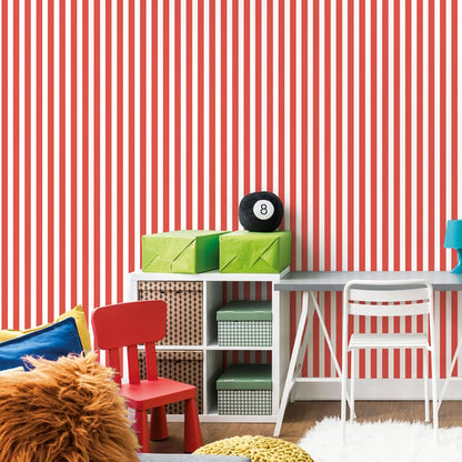 Galerie Wallcoverings Tiny Tots 2 Regency Stripe Galerie Wallcoverings  Red   - G78404