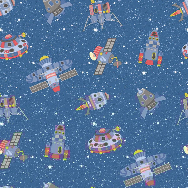 Galerie Wallcoverings Tiny Tots 2 Spaceships Galerie Wallcoverings  Blue   - G78411