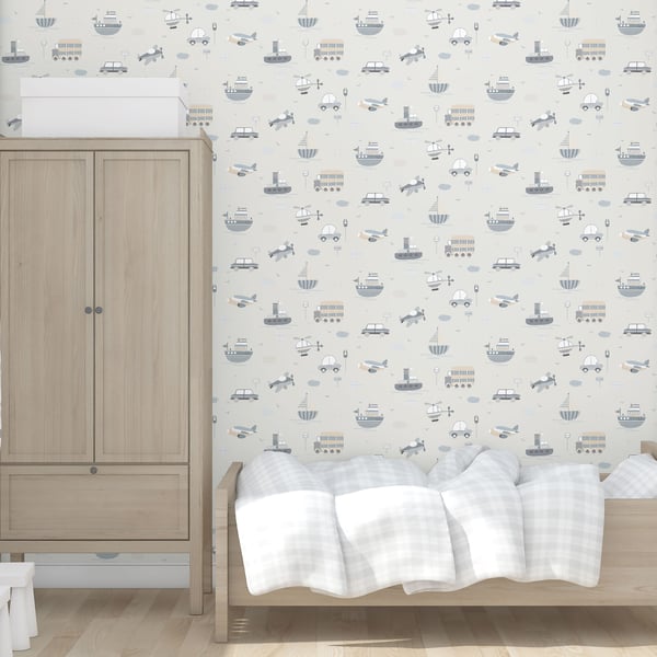 Galerie Wallcoverings Tiny Tots 2 Transportation Galerie Wallcoverings  Silver Grey   - G78417