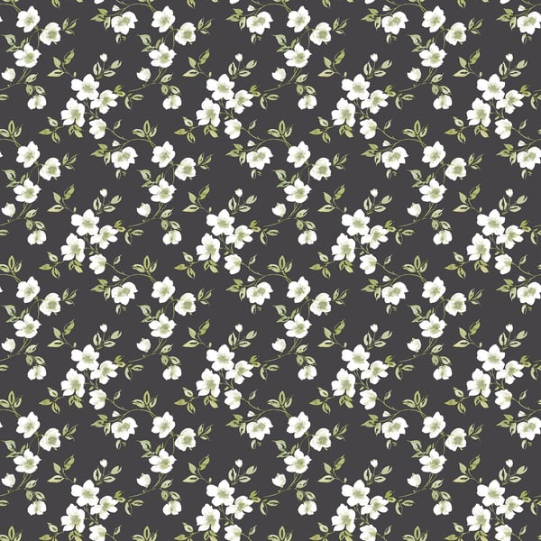 Galerie Wallcoverings Secret Garden Anenome Mini Galerie Wallcoverings  Black   - G78480