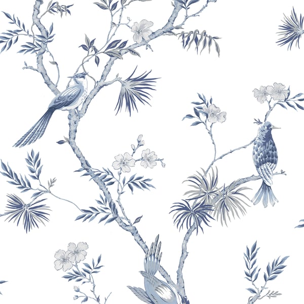 Galerie Wallcoverings Secret Garden Classic Bird Trail Galerie Wallcoverings  Blue   - G78489
