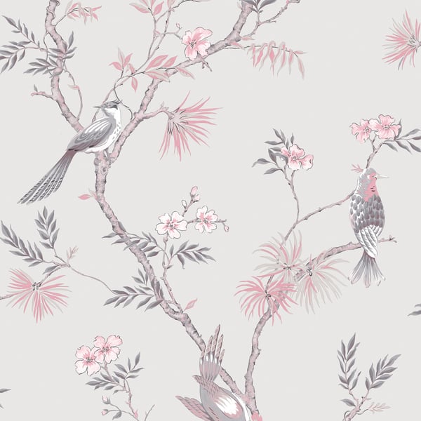 Galerie Wallcoverings Secret Garden Classic Bird Trail Galerie Wallcoverings  Pink   - G78491