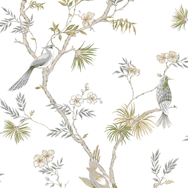 Galerie Wallcoverings Secret Garden Classic Bird Trail Galerie Wallcoverings  Green   - G78492