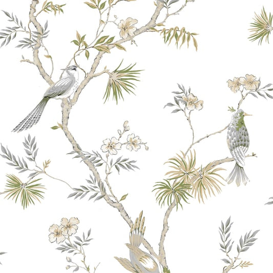 Galerie Wallcoverings Secret Garden Classic Bird Trail Galerie Wallcoverings  Green   - G78492