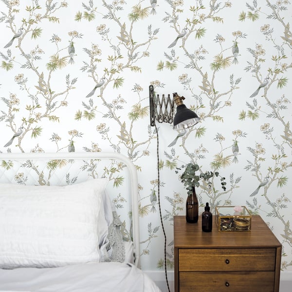 Galerie Wallcoverings Secret Garden Classic Bird Trail Galerie Wallcoverings  Green   - G78492
