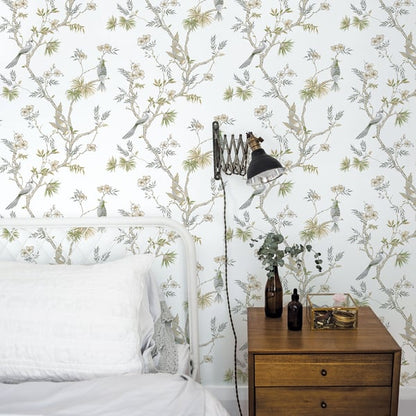 Galerie Wallcoverings Secret Garden Classic Bird Trail Galerie Wallcoverings  Green   - G78492