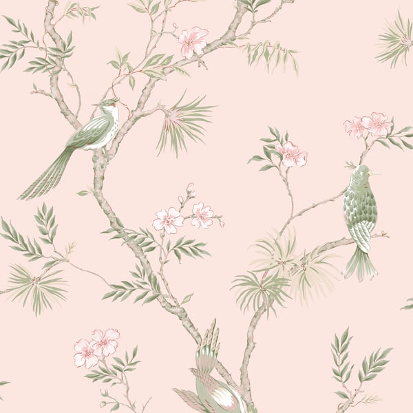 Galerie Wallcoverings Secret Garden Classic Bird Trail Galerie Wallcoverings  Pink   - G78493