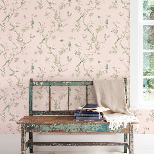 Galerie Wallcoverings Secret Garden Classic Bird Trail Galerie Wallcoverings  Pink   - G78493