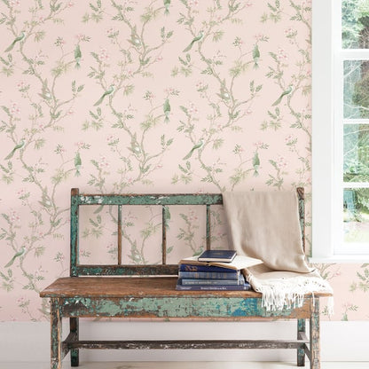 Galerie Wallcoverings Secret Garden Classic Bird Trail Galerie Wallcoverings  Pink   - G78493