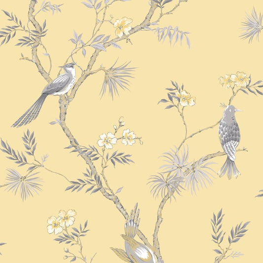 Galerie Wallcoverings Secret Garden Classic Bird Trail Galerie Wallcoverings  Yellow   - G78494
