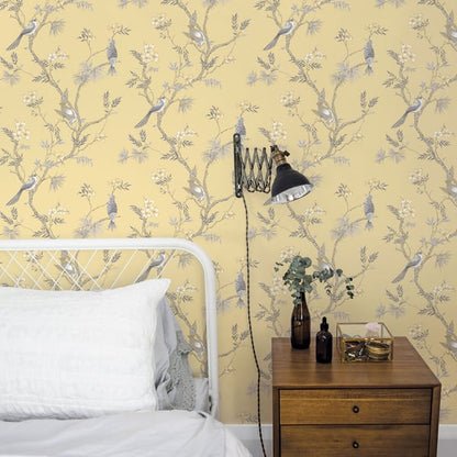 Galerie Wallcoverings Secret Garden Classic Bird Trail Galerie Wallcoverings  Yellow   - G78494